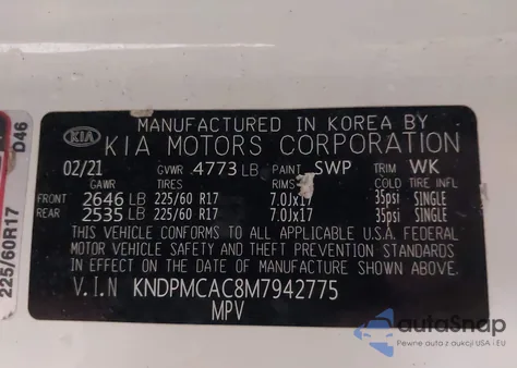 2021 Kia Sportage Lx from USA, damaged, VIN KNDPMCAC8M7942775